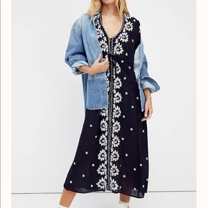 Free People Embroidered Fable Midi Dress